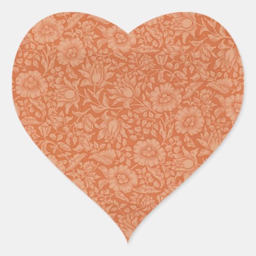 William Morris Mallow Floral Wallpaper Design Heart Sticker