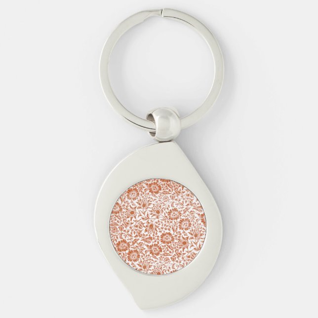 William Morris Mallow Floral Wallpaper Design Keychain (Front)