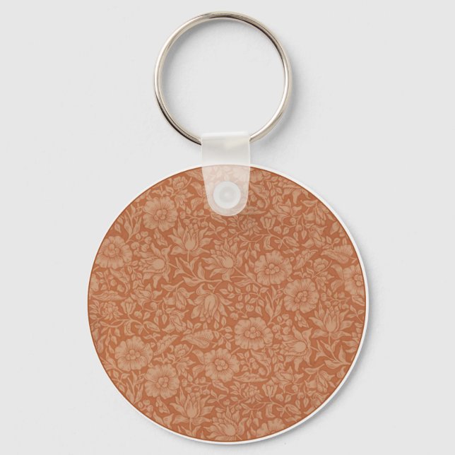 William Morris Mallow Floral Wallpaper Design Keychain (Front)