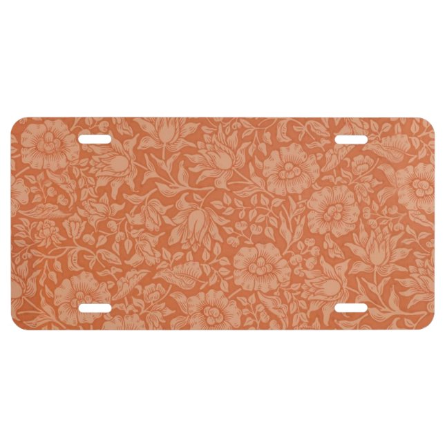 William Morris Mallow Floral Wallpaper Design License Plate (Front)