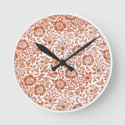 William Morris Mallow Floral Wallpaper Design Round Clock