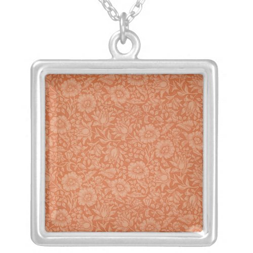 William Morris Mallow Floral Wallpaper Design Silver Plated Necklace