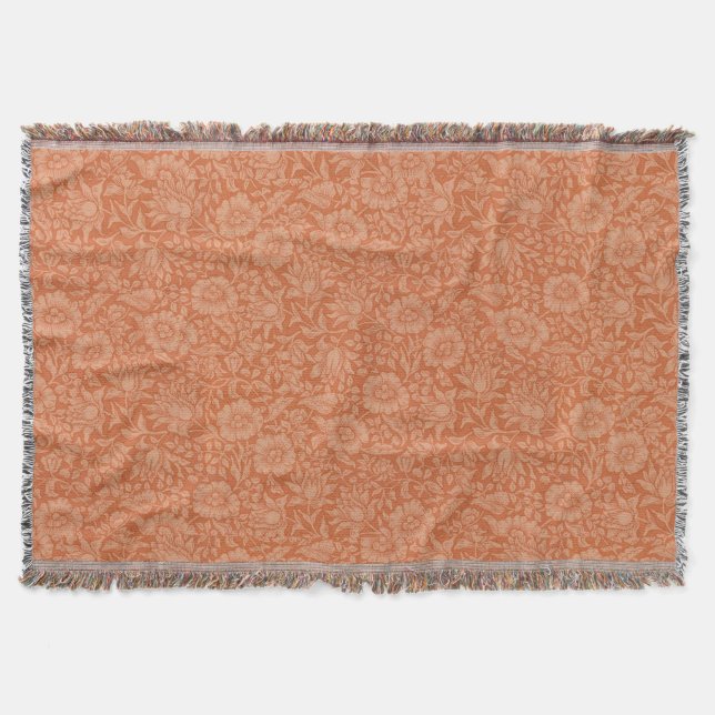 William Morris Mallow Floral Wallpaper Design Throw Blanket (Front)