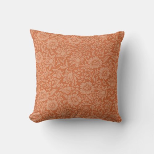 William Morris Mallow Floral Wallpaper Design Throw Pillow