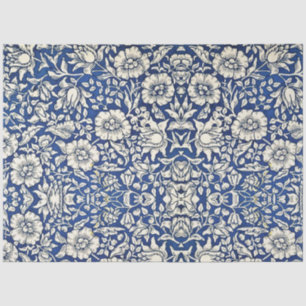 William Morris Mallow Flowers Floral Blue White Tissue Paper