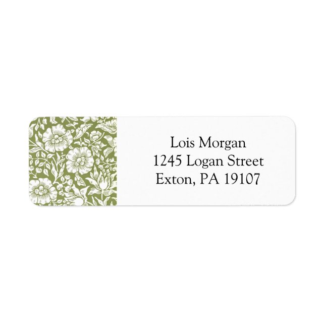 William Morris Mallow Green Pattern Label (Front)