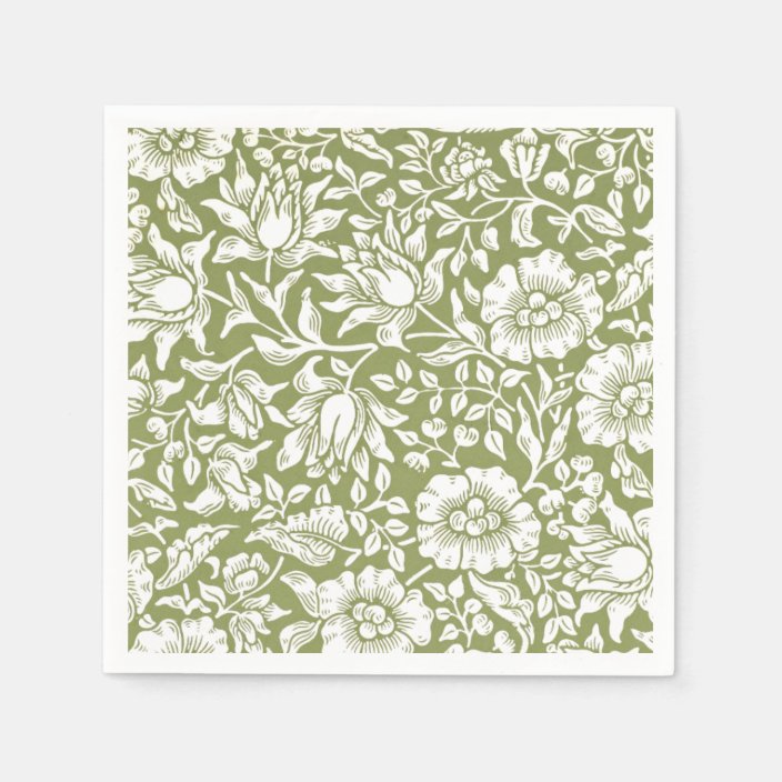 William Morris Mallow Green Pattern Paper Napkins