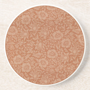 William Morris Mallow Pattern: Terracotta Floral Drink Coaster