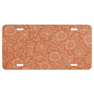 William Morris Mallow Pattern: Terracotta Floral License Plate