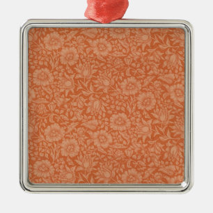 William Morris Mallow Pattern: Terracotta Floral Metal Ornament