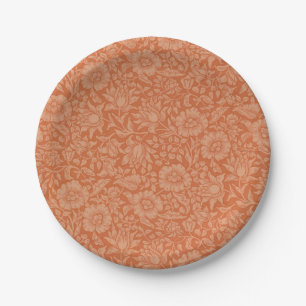 William Morris Mallow Pattern: Terracotta Floral Paper Plates