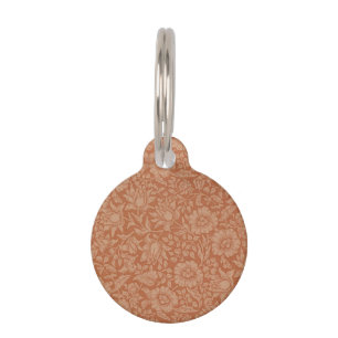 William Morris Mallow Pattern: Terracotta Floral Pet ID Tag