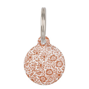 William Morris Mallow Pattern: Terracotta Floral Pet Name Tag