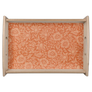 William Morris Mallow Pattern: Terracotta Floral Serving Tray