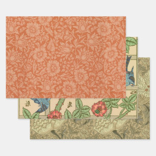 William Morris Mallow Pattern: Terracotta Floral Wrapping Paper Sheets