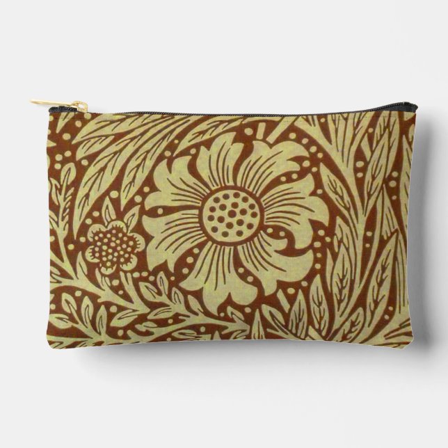 William Morris Marigold Antique Flower Pattern Accessory Pouch (Front)