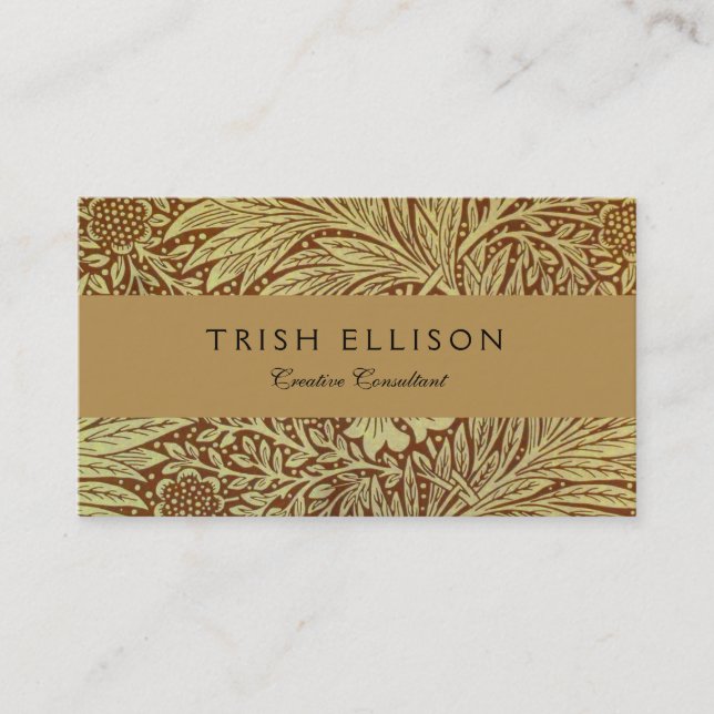 William Morris Marigold Antique Flower Pattern Business Card (Front)