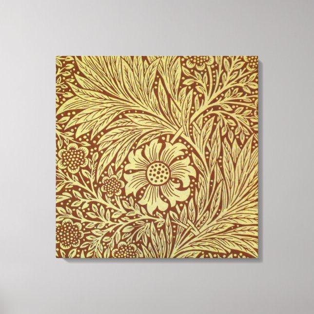 William Morris Marigold Antique Flower Pattern Canvas Print (Front)