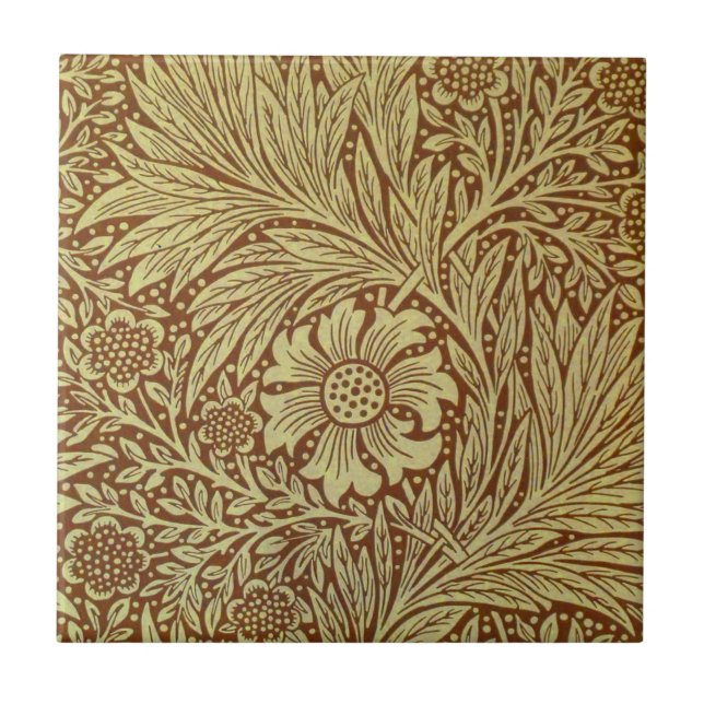 William Morris Marigold Antique Flower Pattern Ceramic Tile (Front)