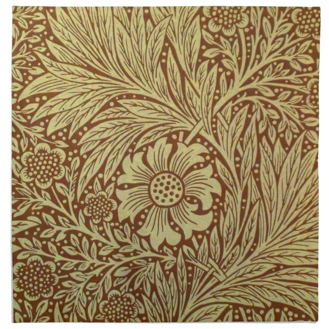 William Morris Marigold Antique Flower Pattern Cloth Napkin (Front)