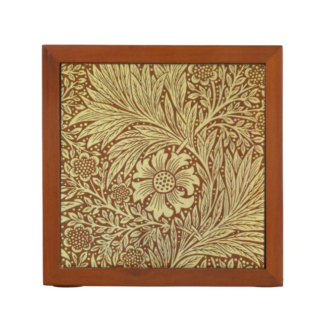 William Morris Marigold Antique Flower Pattern Desk Organizer (Front)