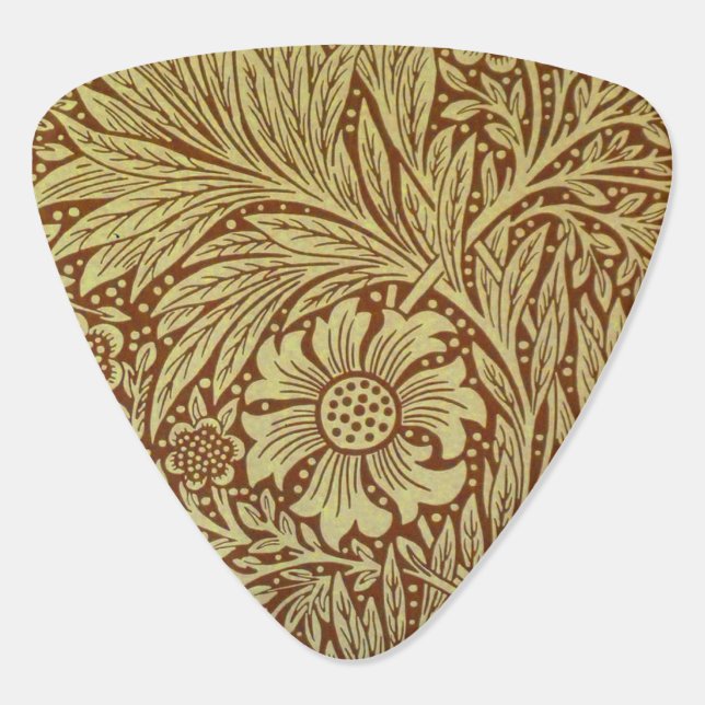 William Morris Marigold Antique Flower Pattern Guitar Pick (Back)