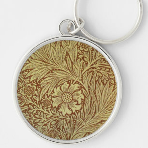 William Morris Marigold Antique Flower Pattern Keychain