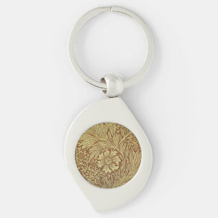 William Morris Marigold Antique Flower Pattern Keychain