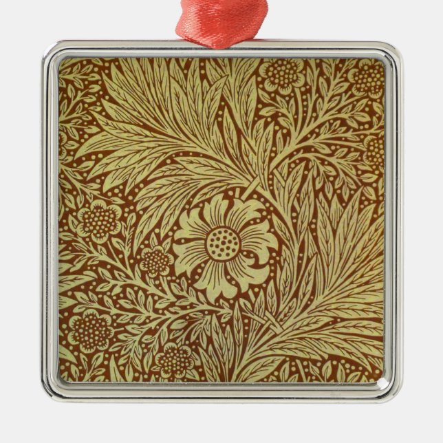 William Morris Marigold Antique Flower Pattern Metal Ornament (Front)