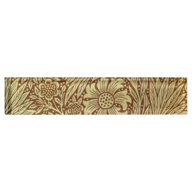 William Morris Marigold Antique Flower Pattern Nameplate (Front)