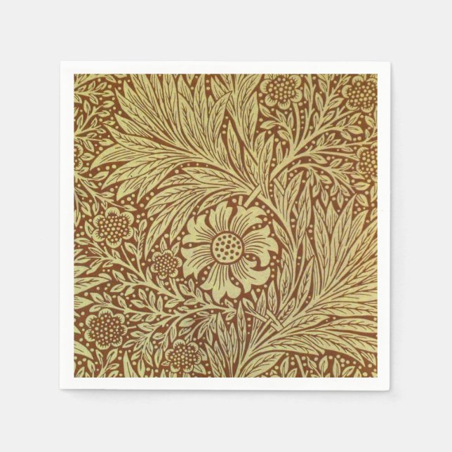 William Morris Marigold Antique Flower Pattern Paper Napkins (Front)