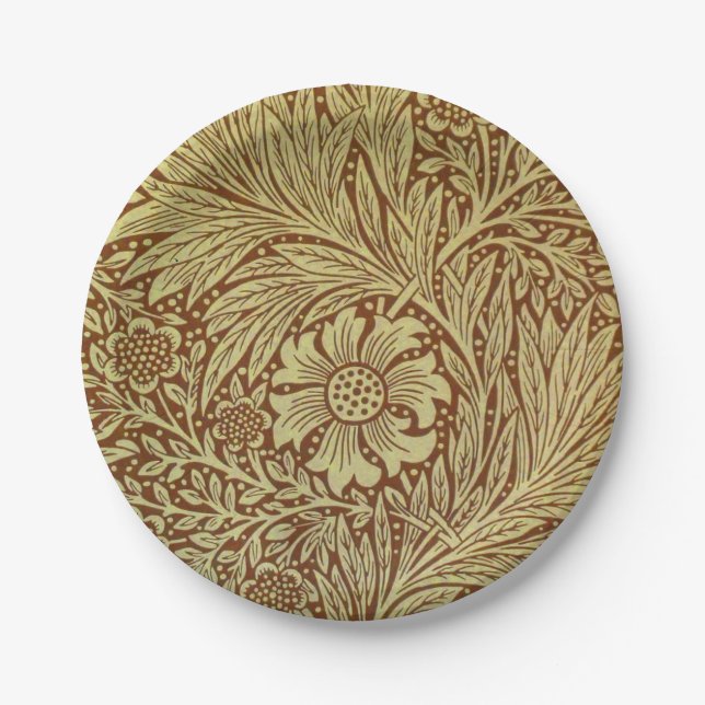 William Morris Marigold Antique Flower Pattern Paper Plates (Front)