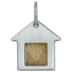 William Morris Marigold Antique Flower Pattern Pet Name Tag