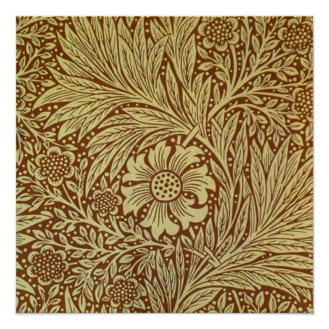 William Morris Marigold Antique Flower Pattern Poster (Front)