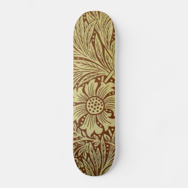 William Morris Marigold Antique Flower Pattern Skateboard Deck (Front)
