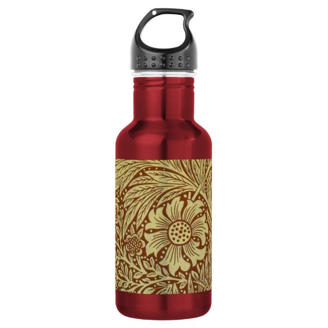 William Morris Marigold Antique Flower Pattern Stainless Steel Water Bottle (Front)