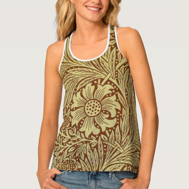 William Morris Marigold Antique Flower Pattern Tank Top (Front)