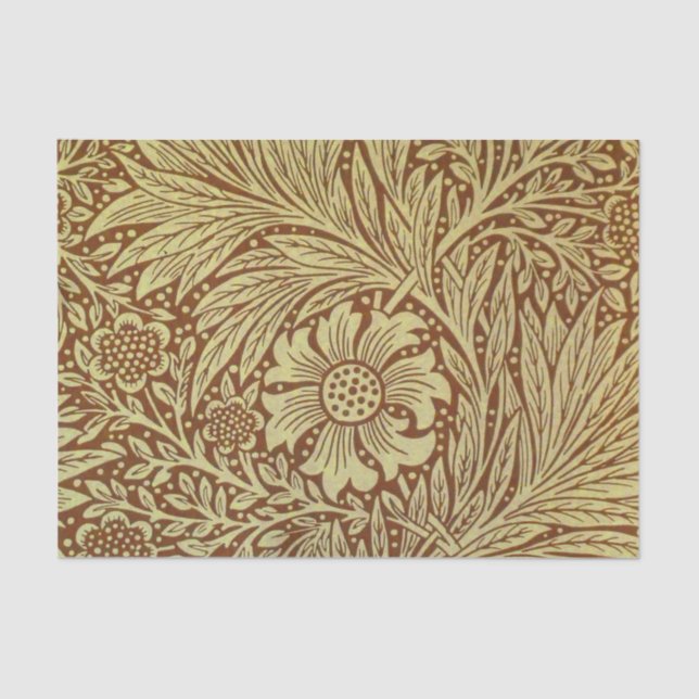 William Morris Marigold Antique Flower Pattern Tissue Paper (Front)