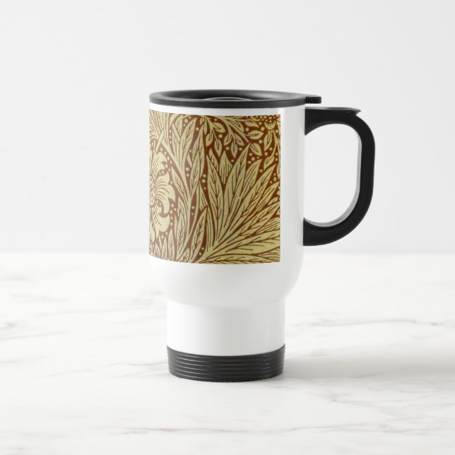 William Morris Marigold Antique Flower Pattern Travel Mug (Right)