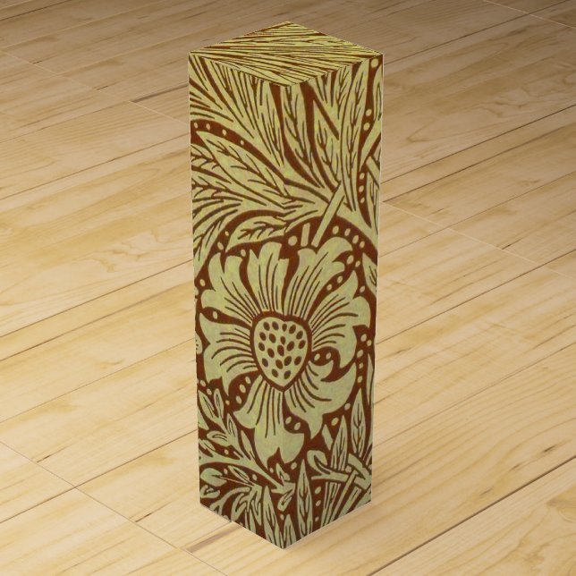 William Morris Marigold Antique Flower Pattern Wine Box (Front)