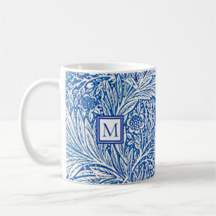 William Morris Marigold Blue Monogram Coffee Mug