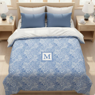 William Morris Marigold Blue Monogram Duvet Cover
