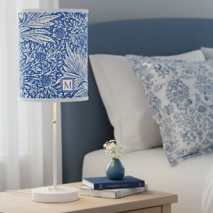William Morris Marigold Blue Monogram Table Lamp