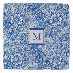 William Morris Marigold Blue Monogram Trivet