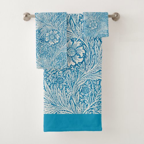 William Morris Marigold Blue  White Pattern Bath Towel Set