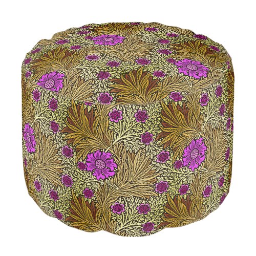 William Morris Marigold Brown Beige and Violet  Pouf