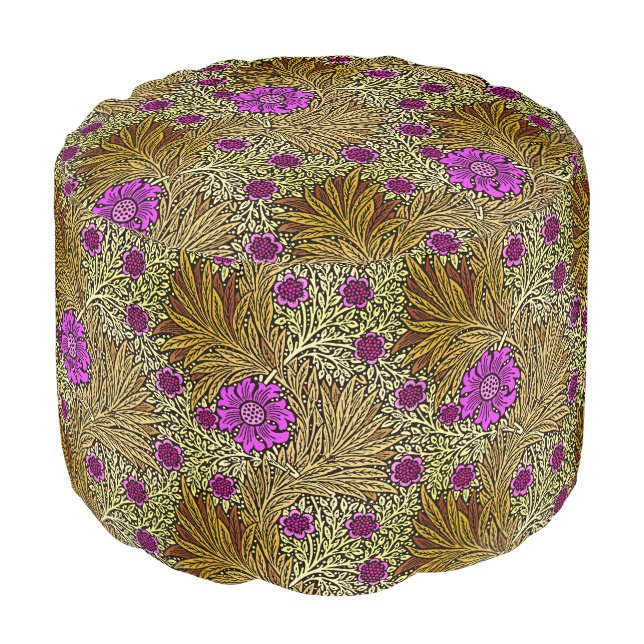 William Morris Marigold, Brown, Beige and Violet  Pouf (Angled Front)