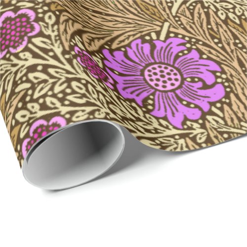 William Morris Marigold Brown Beige and Violet Wrapping Paper