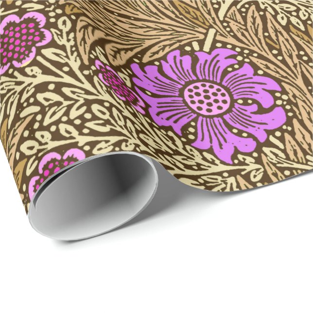 William Morris Marigold, Brown, Beige and Violet Wrapping Paper (Roll Corner)