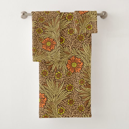 William Morris Marigold Copper Brown and Orange   Bath Towel Set